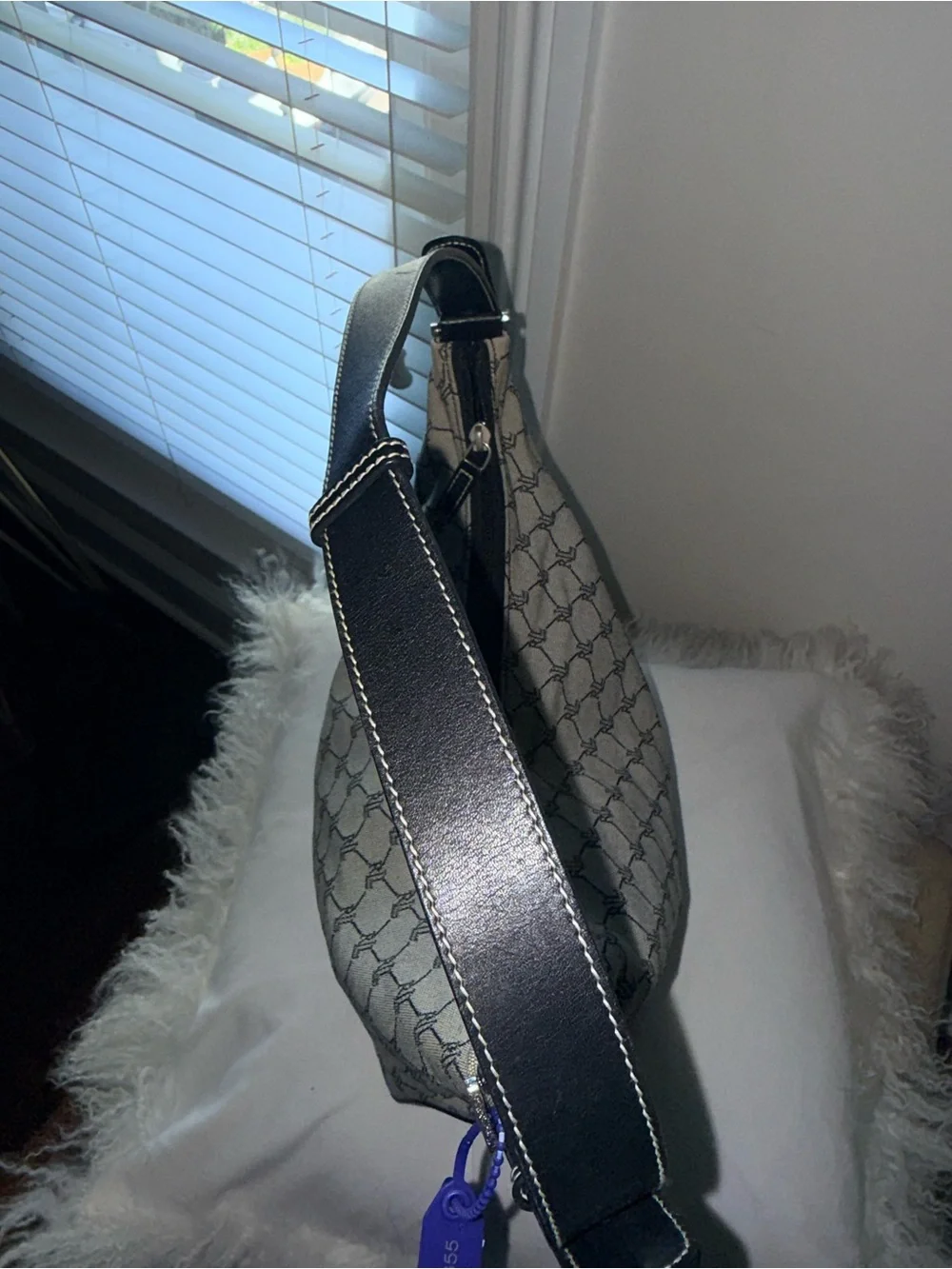 Vintage Lauren Ralph Lauren Gray Monogram Hobo Shoulder Bag